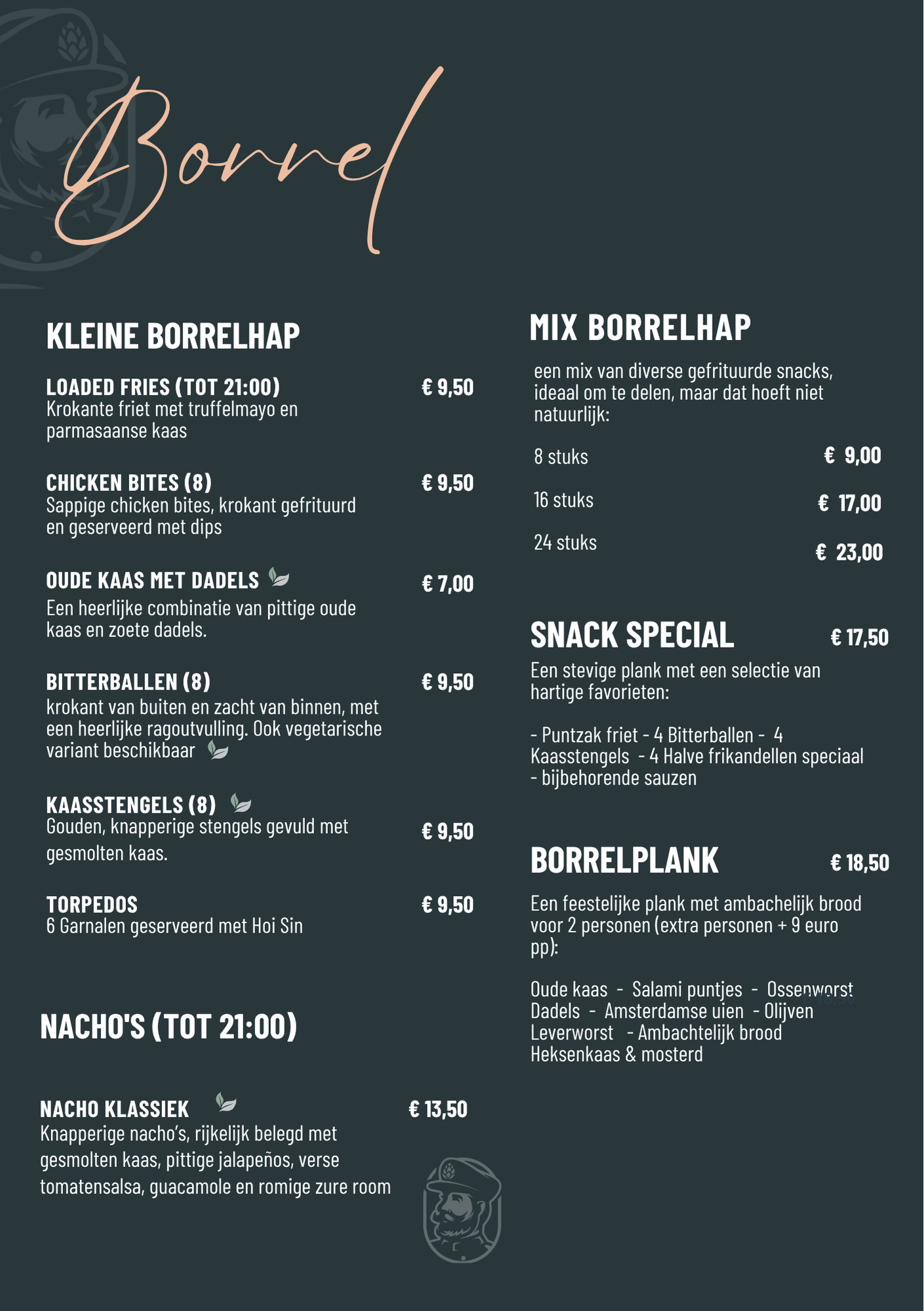 Borrelkaart voorkant The Colonel